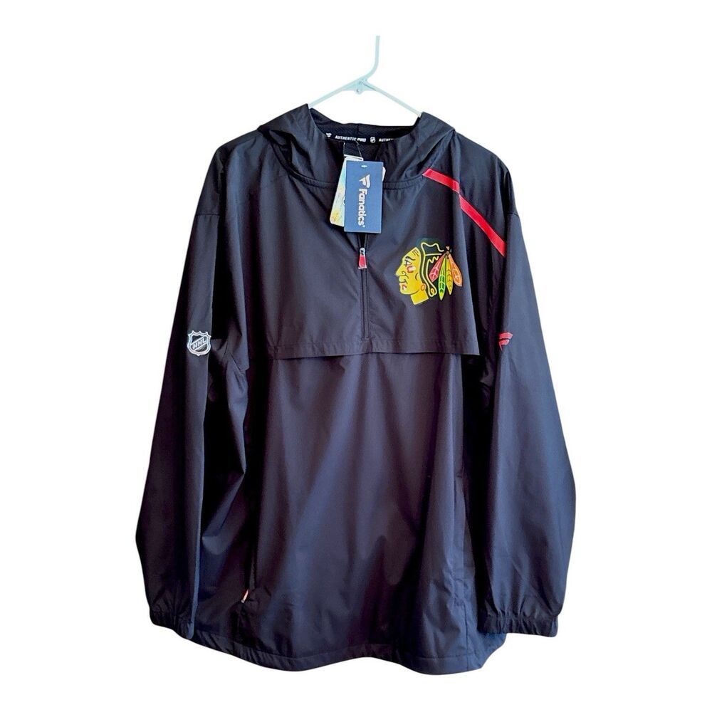 NEW Reebok Center Ice Chicago Blackhawks Pull Over Windbreaker Jacket Size XL